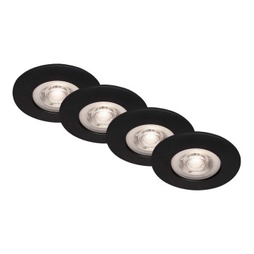 Brilo - SET 4x Lampada LED da incasso per bagni LED/4,9W/230V IP44 nero