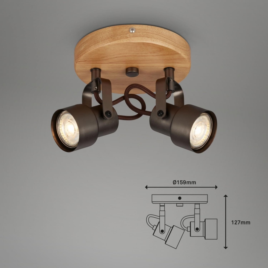 Briloner 2872-025R - Faretto LED SPOTLIGHT 2xGU10/5W/230V marrone