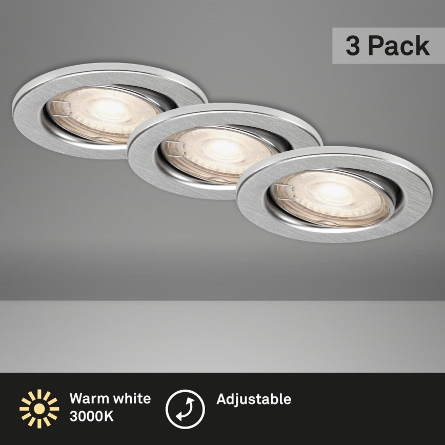 Briloner 7144-039 - Set 3x Lampada LED da incasso per bagni SLIDE 1xGU10/4W/230V IP23