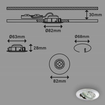 Briloner 7209-038 - SET 3x Lampada LED da incasso per bagni LED/5W/230V IP23