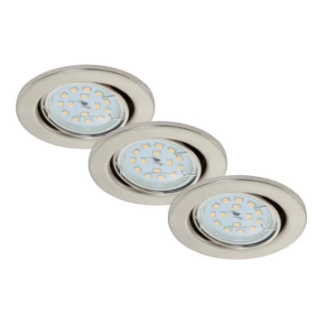 Briloner 7220-032 - PACK 3x Lampada LED da incasso per bagno FIT 1xGU10/5W/230V nichel opaco