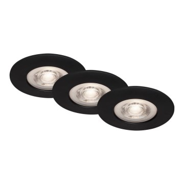 Briloner - SET 3x Lampada LED da incasso per bagni LED/4,9W/230V IP44 nero