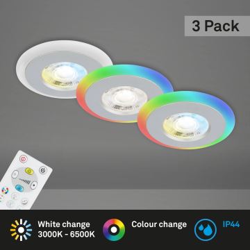 Briloner - SET 3x LED RGBW Lampada da incasso dimmerabile per bagni LED/5W/230V 3000-6500K IP44 + telecomando