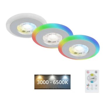 Briloner - SET 3x LED RGBW Lampada da incasso dimmerabile per bagni LED/5W/230V 3000-6500K IP44 + telecomando