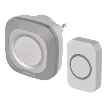 Campanello con presa wireless 230V IP44 grigio