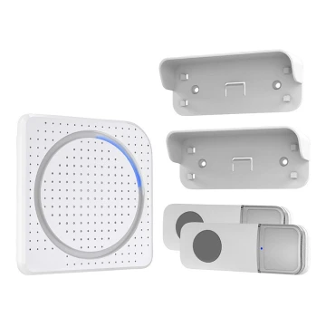 Campanello presa wireless 230V + 2x pulsante IP56 bianco