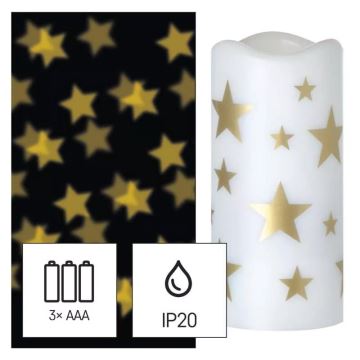 Candela di Natale LED LED/3xAAA stelle bianco caldo