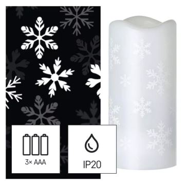 Candela natalizia a LED LED/3 fiocchi di neve AAA bianco freddo