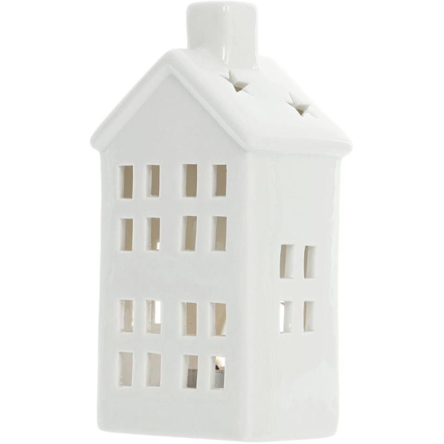 Casetta per candele in porcellana 20,8 cm bianco