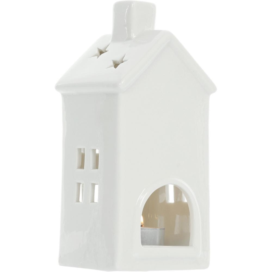 Casetta per candele in porcellana 20,8 cm bianco