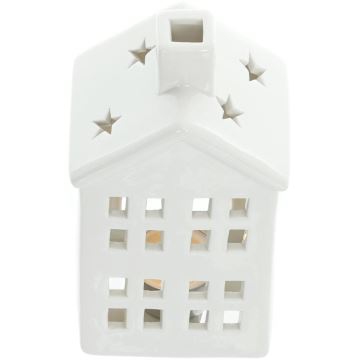 Casetta per candele in porcellana 20,8 cm bianco