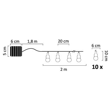 Catena decorativa solare a LED PASTEL 10xLED/1,2V 3,8 m IP44