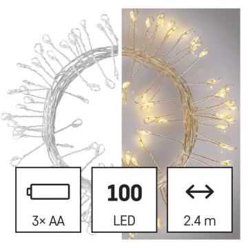 Catena di Natale LED 100xLED/3xAA 2,7m bianco caldo