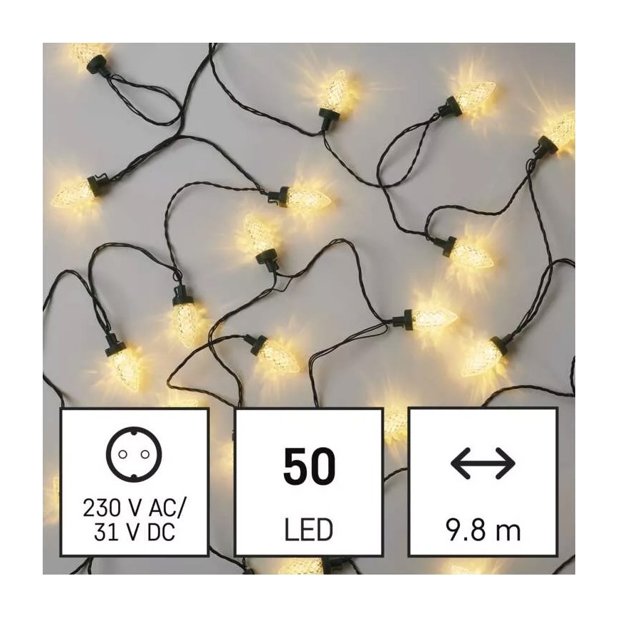 Catena di Natale LED da esterno 50xLED/8 funzioni 14,8 m IP44 bianco caldo