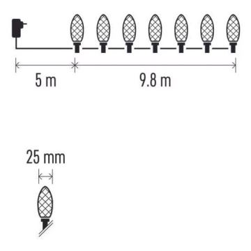 Catena di Natale LED da esterno 50xLED/8 funzioni 14,8 m IP44 bianco caldo