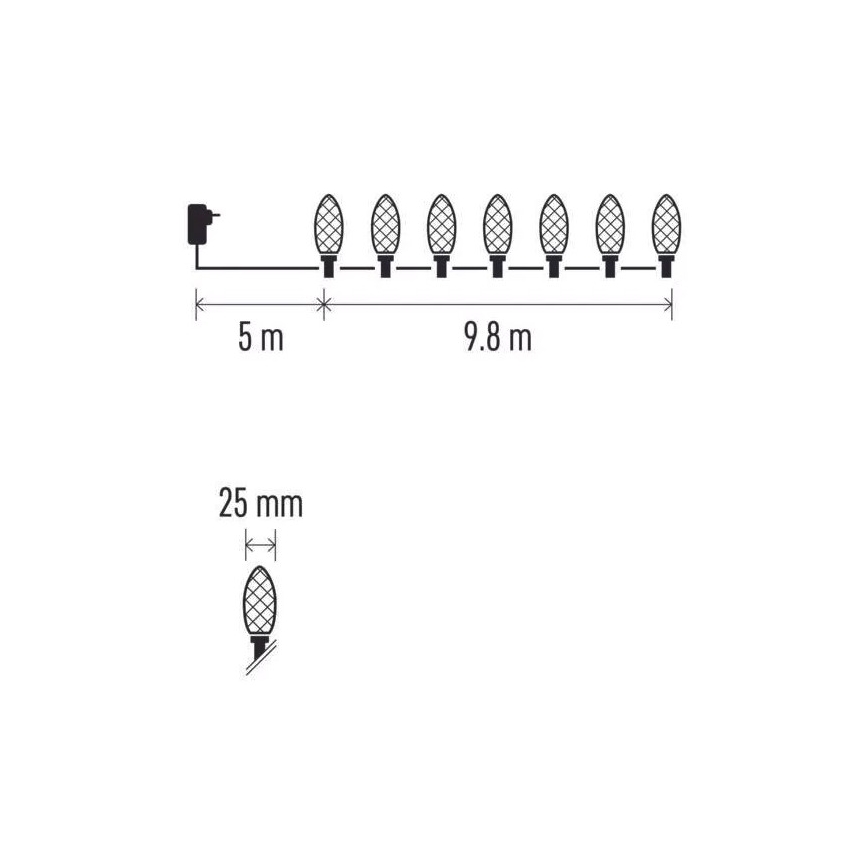 Catena di Natale LED da esterno 50xLED/8 funzioni 14,8 m IP44 bianco caldo