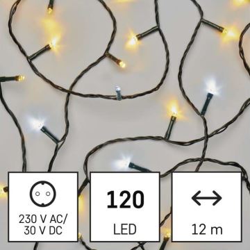 Catena LED da esterno natalizia 120xLED/17m IP44 bianco caldo/freddo