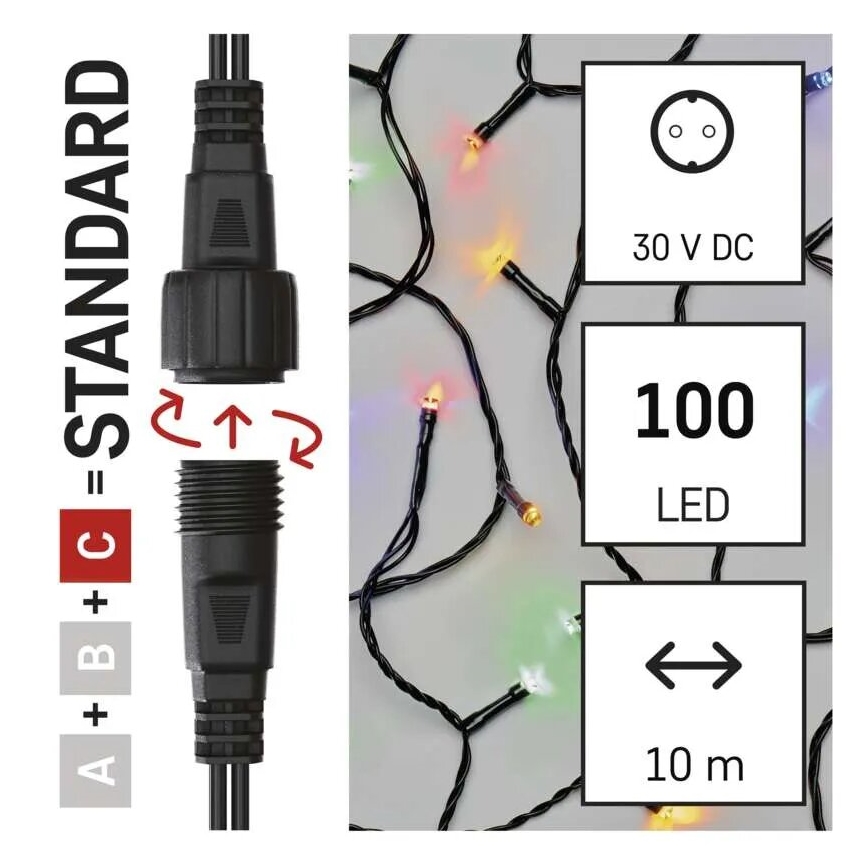 Catena LED natalizia da esterno 100xLED/10m IP44 multicolore