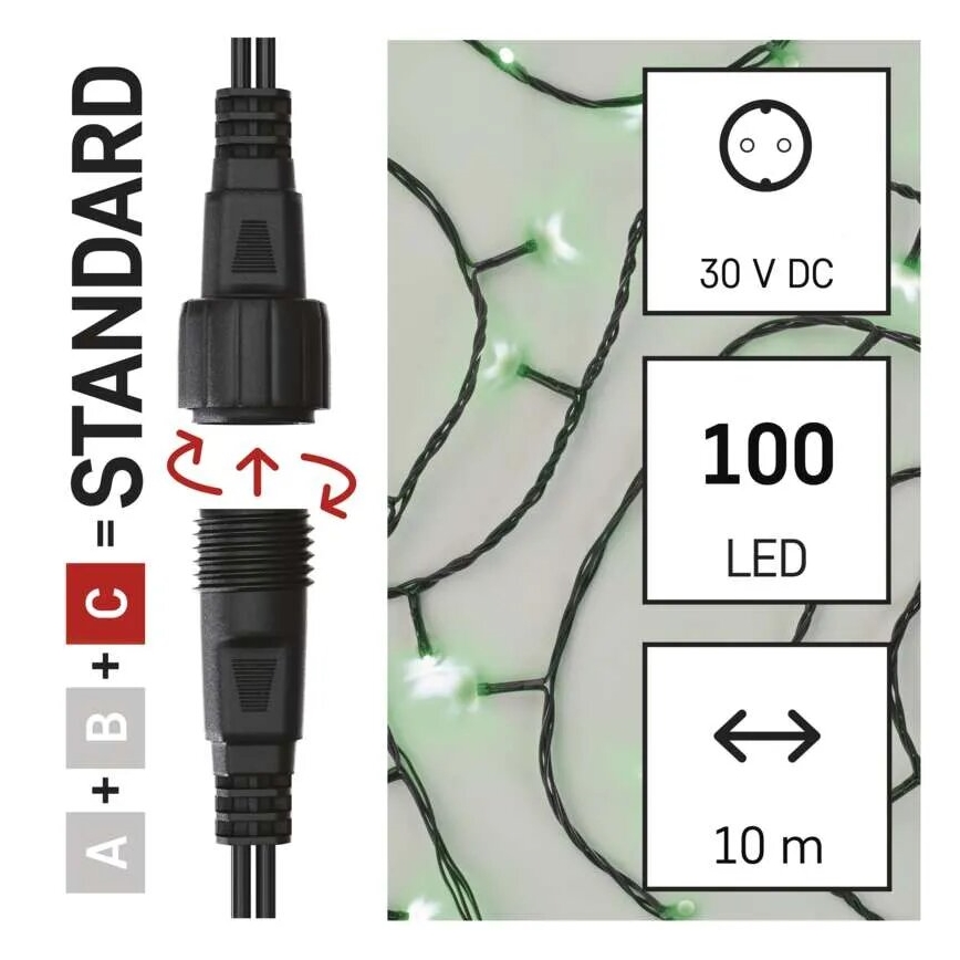 Catena LED natalizia da esterno 100xLED/10m IP44 verde