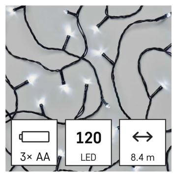 Catena LED natalizia da esterno 120xLED/3xAA 8,9m IP44 bianco freddo