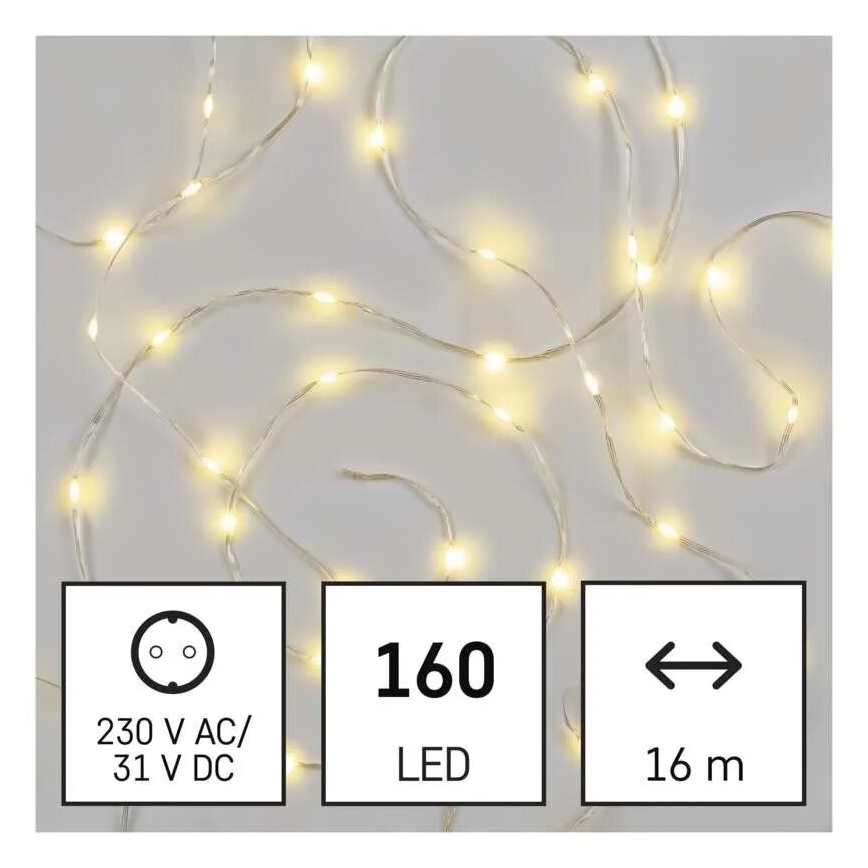 Catena LED natalizia da esterno 160xLED/21m IP44 bianco caldo