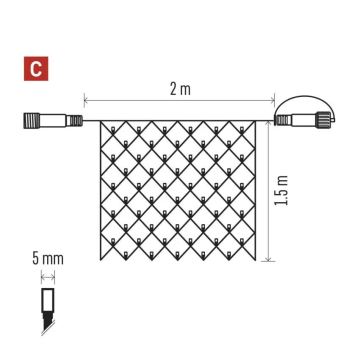 Catena LED natalizia da esterno 160xLED/2x1,5m IP44 bianco caldo