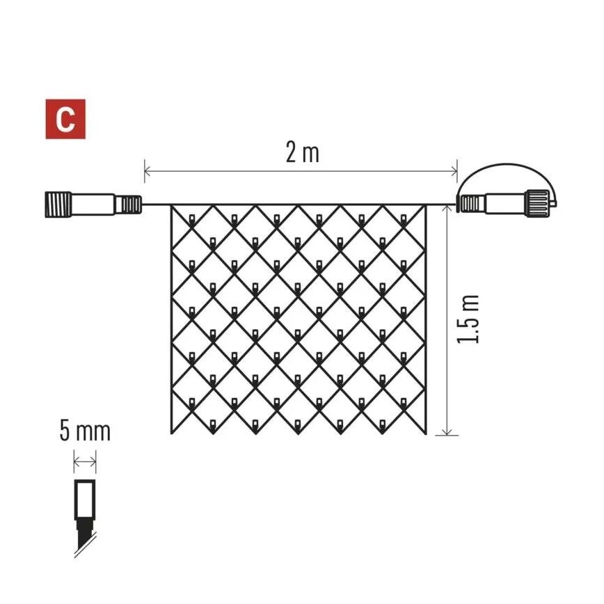 Catena LED natalizia da esterno 160xLED/2x1,5m IP44 bianco caldo