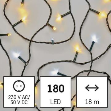 Catena LED natalizia da esterno 180xLED/2 funzioni 23m IP44 bianco caldo/freddo