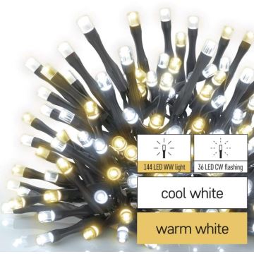 Catena LED natalizia da esterno 180xLED/2 funzioni 23m IP44 bianco caldo/freddo