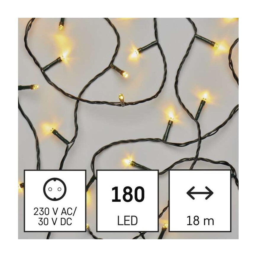 Catena LED natalizia da esterno 180xLED/8 modalità 23m IP44 bianco caldo