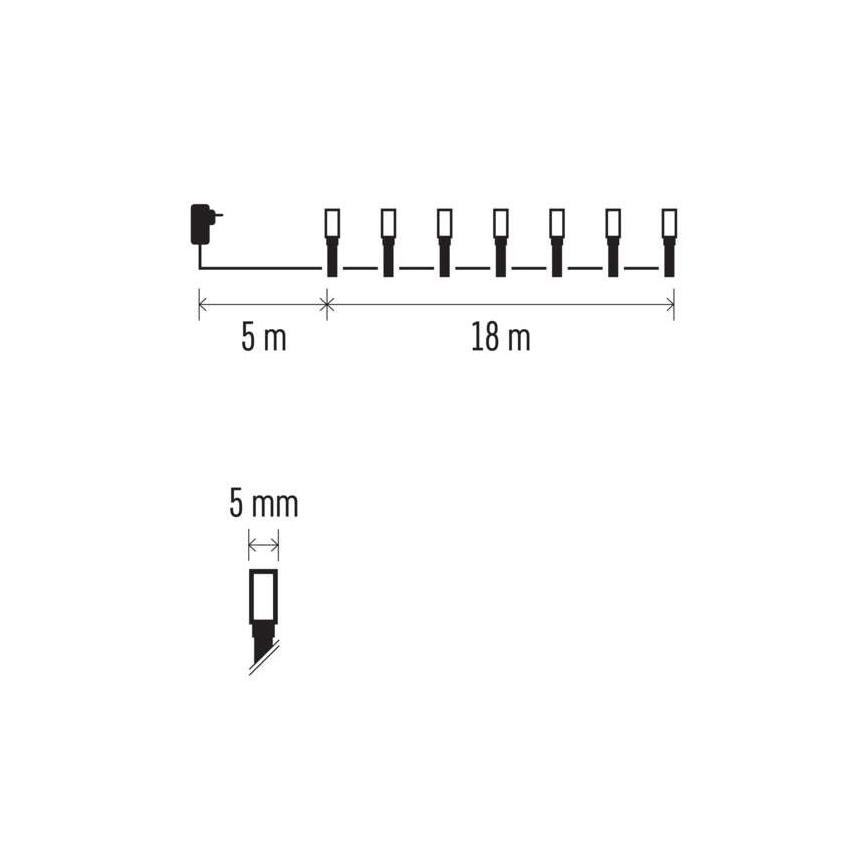 Catena LED natalizia da esterno 180xLED/8 modalità 23m IP44 bianco caldo