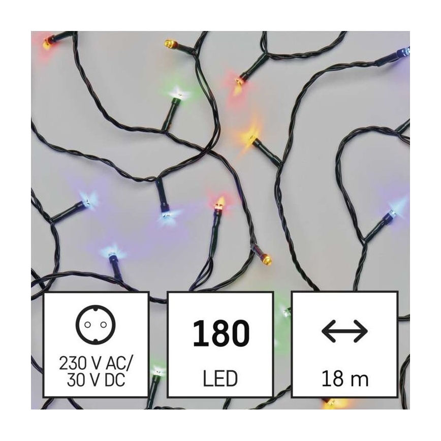 Catena LED natalizia da esterno 180xLED/8 modalità 23m IP44 multicolore