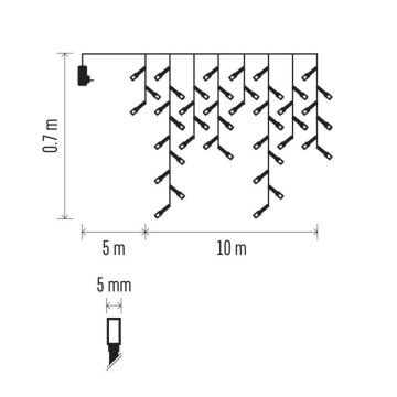 Catena LED natalizia da esterno 600xLED/8 modalità 15m IP44 bianco freddo