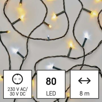 Catena LED natalizia da esterno 80xLED/2 funzioni 13m IP44 bianco caldo/freddo