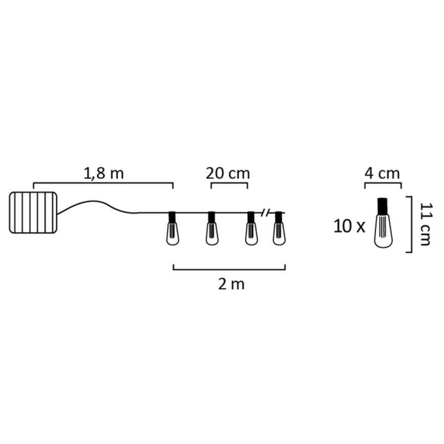 Catena LED solare EDISON 10xLED/1,2V 3,8 m IP44