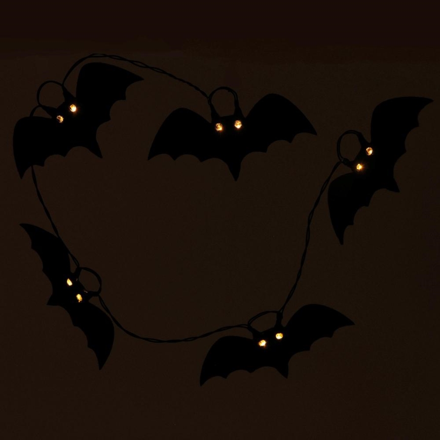 Catena luci LED decorativa HALLOWEEN 10xLED/2xAA/bianco caldo 1,3m pipistrelli