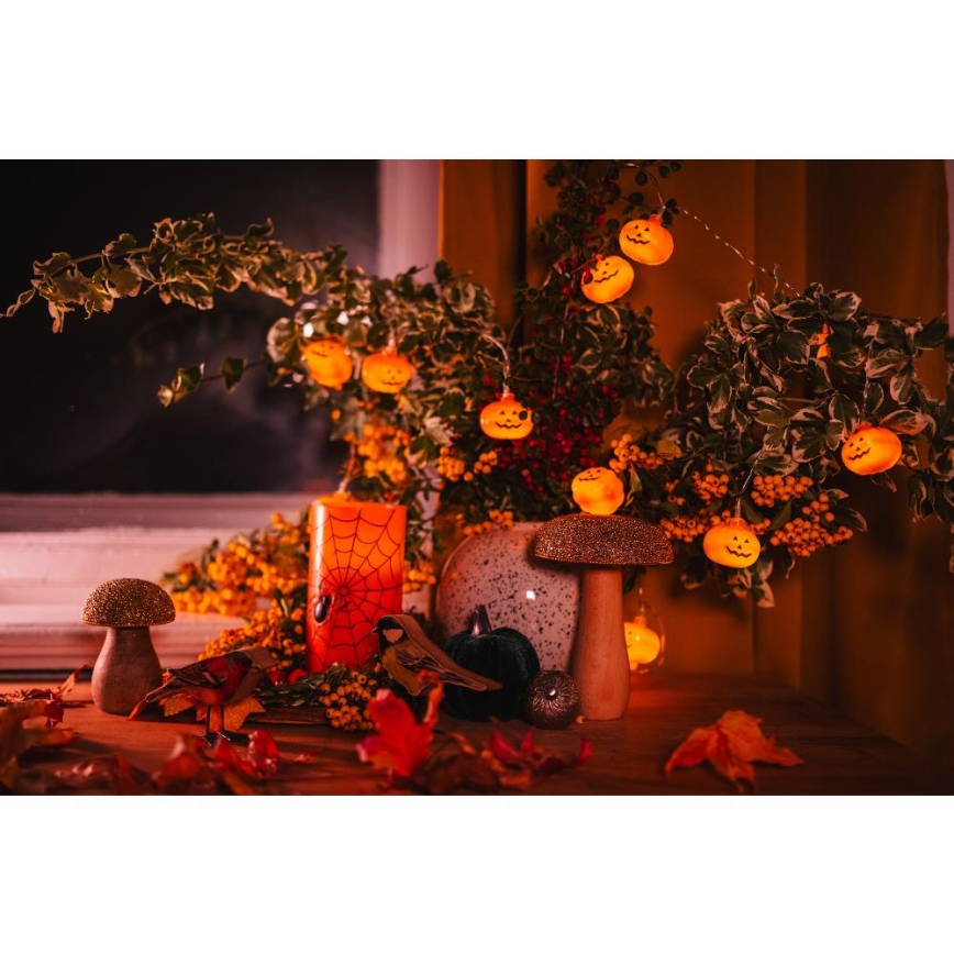 Catena luci LED decorativa HALLOWEEN 20xLED/3xAA/bianco caldo 3,3m zucche