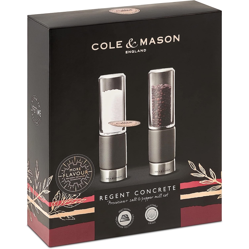 Cole&Mason - Set di macina sale e pepe REGENT CONCRETE 2 pezzi cemento 18 cm