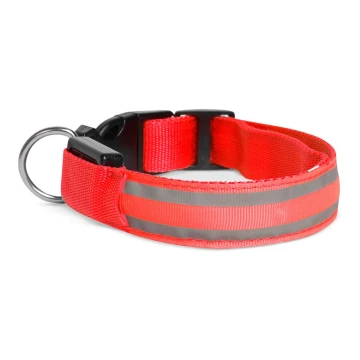 Collare per cani ricaricabile LED 35-43 cm 1xCR2032/5V/40 mAh rosso