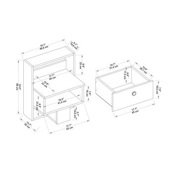 Comodino SNEKER 60x48,6 cm beige/marrone