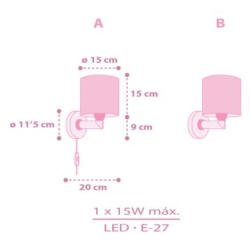 Dalber 42499 - Applique per bambini FAIRY DREAMS 1xE27/15W/230V