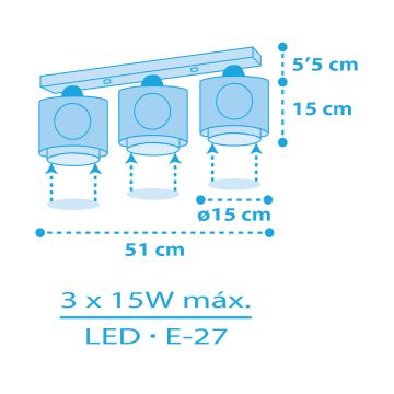 Dalber 60653 - Plafoniera per bambini PIRATA ISLAND 3xE27/15W/230V