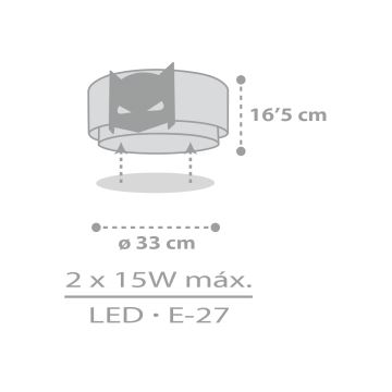 Dalber 61806 - Plafoniera per bambini DARK HERO 2xE27/15W/230V