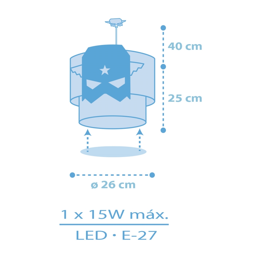 Dalber 61812 - Lampadario per bambini BLU HERO 1xE27/15W/230V