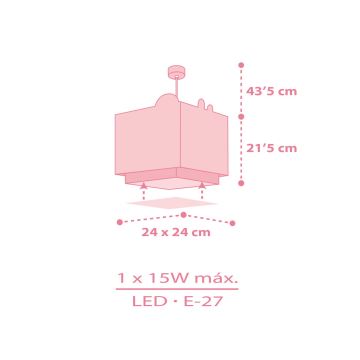 Dalber 63112S - Lampadario per bambini JUNGLE 1xE27/60W/230V rosa