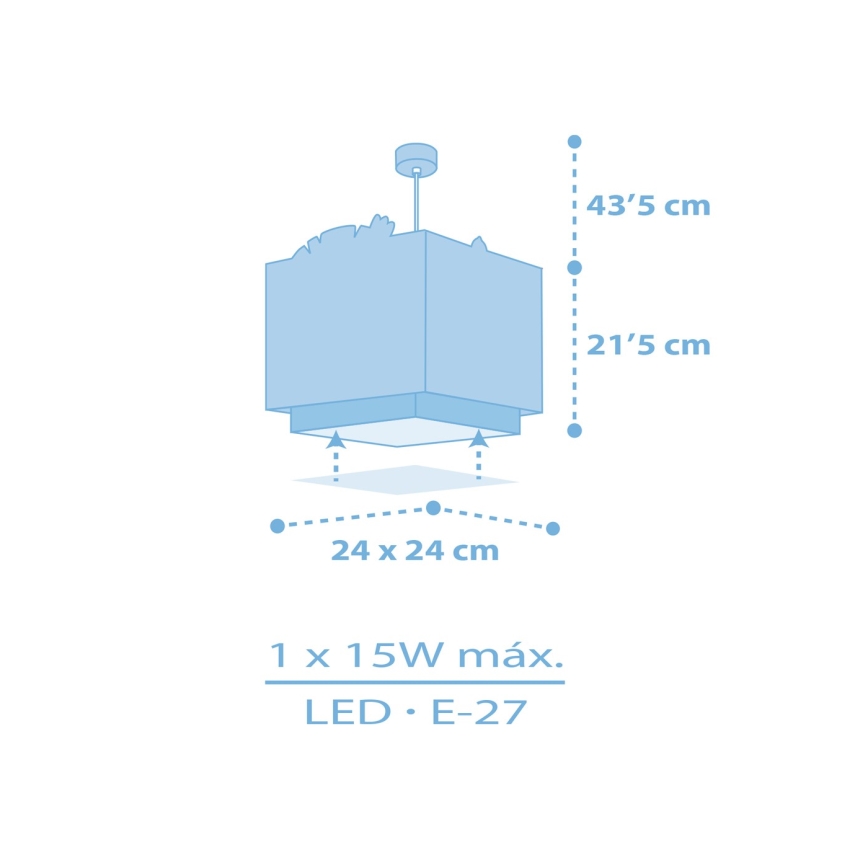 Dalber 63112T - Lampadario per bambini  JUNGLE 1xE27/15W/230V blu