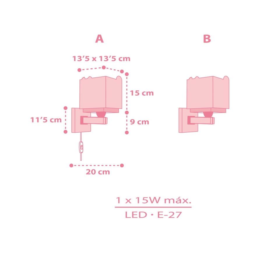 Dalber 63119S - Applique per bambini JUNGLE 1xE27/15W/230V rosa