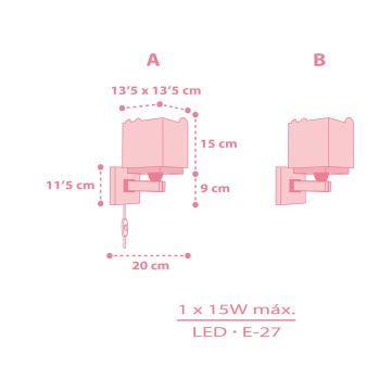 Dalber 63119S - Applique per bambini JUNGLE 1xE27/60W/230V rosa