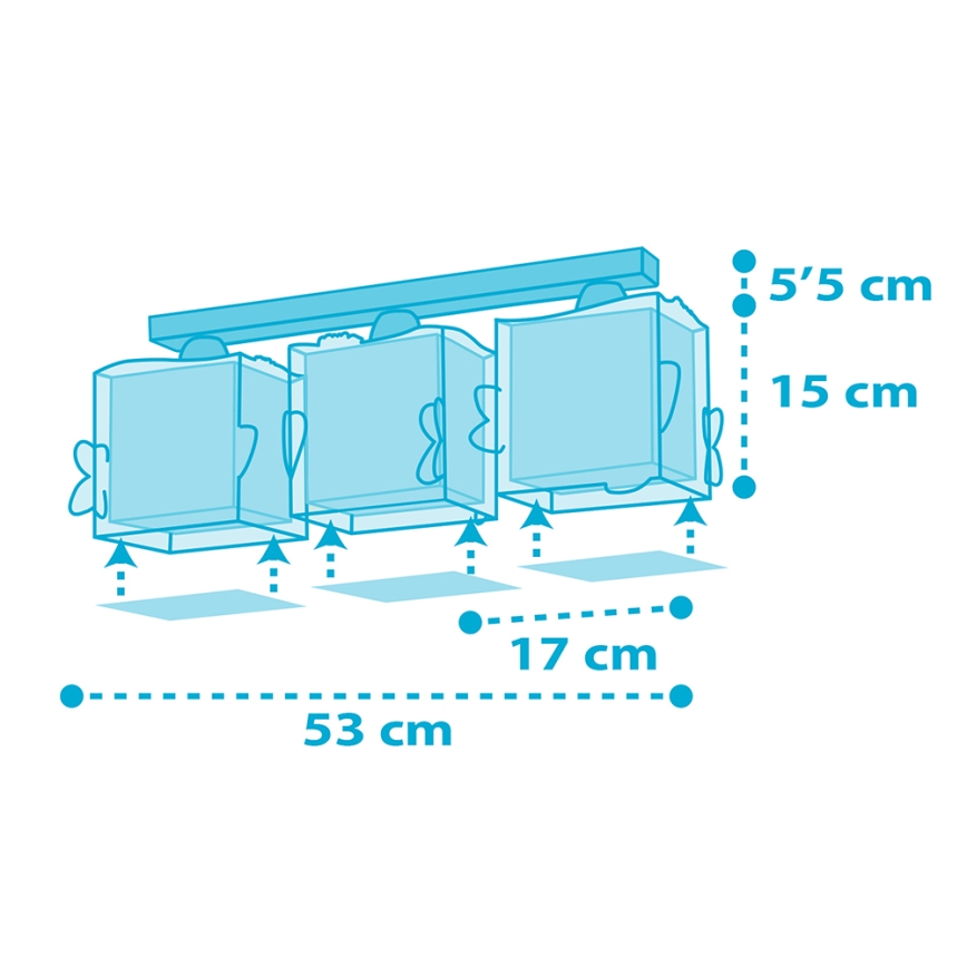 Dalber 63473 - Plafoniera per bambini BABY SHARK 3xE27/60W/230V