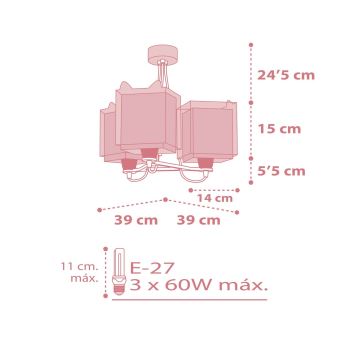 Dalber 64587 - Lampadario per bambini LITTLE FOX 3xE27/60W/230V